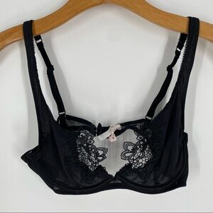 Eve’s Temptation Black Lace Appliqué Demi Unlined Bra